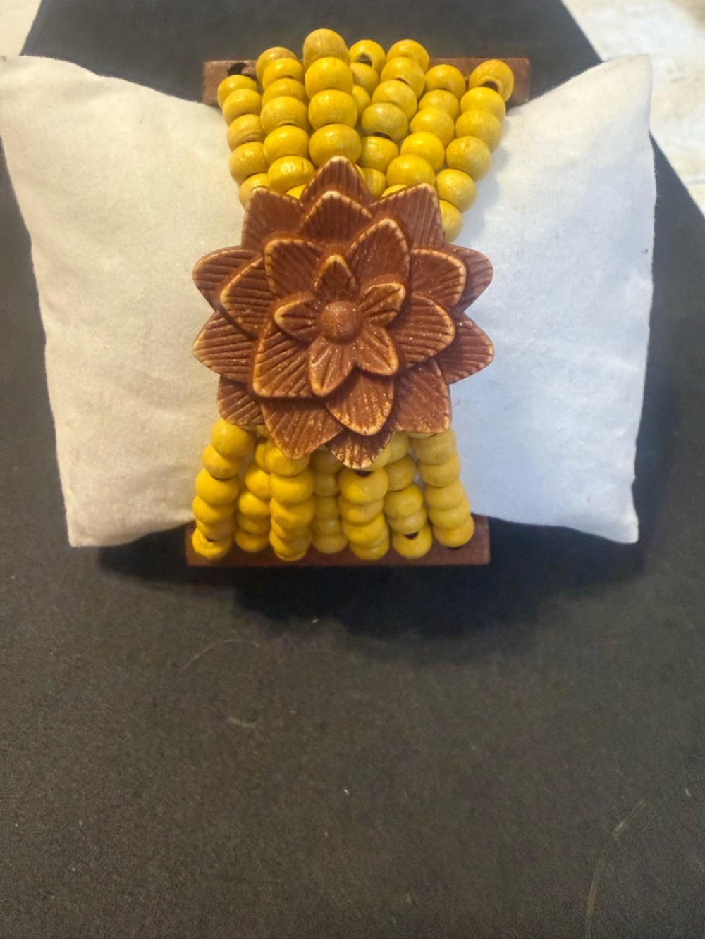 Charming Charlie Yellow Beaded Multi-Strand Bracelet with Brown Flower Accent